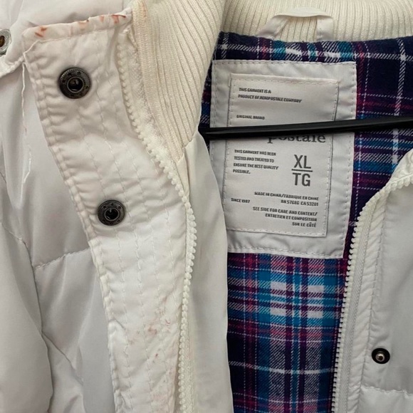 White puffer jacket with fur lined hood - Picture 4 of 4